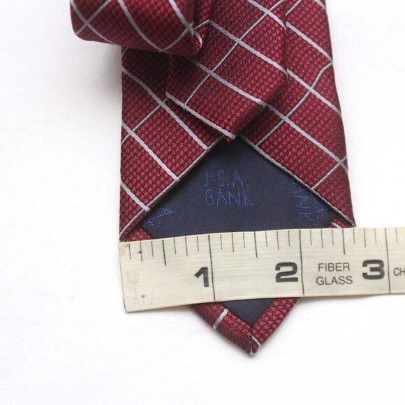 Jos A Bank Tie Red Plaid Necktie Slim Luxury Men NWT 2.5 in - Picture 7 of 7